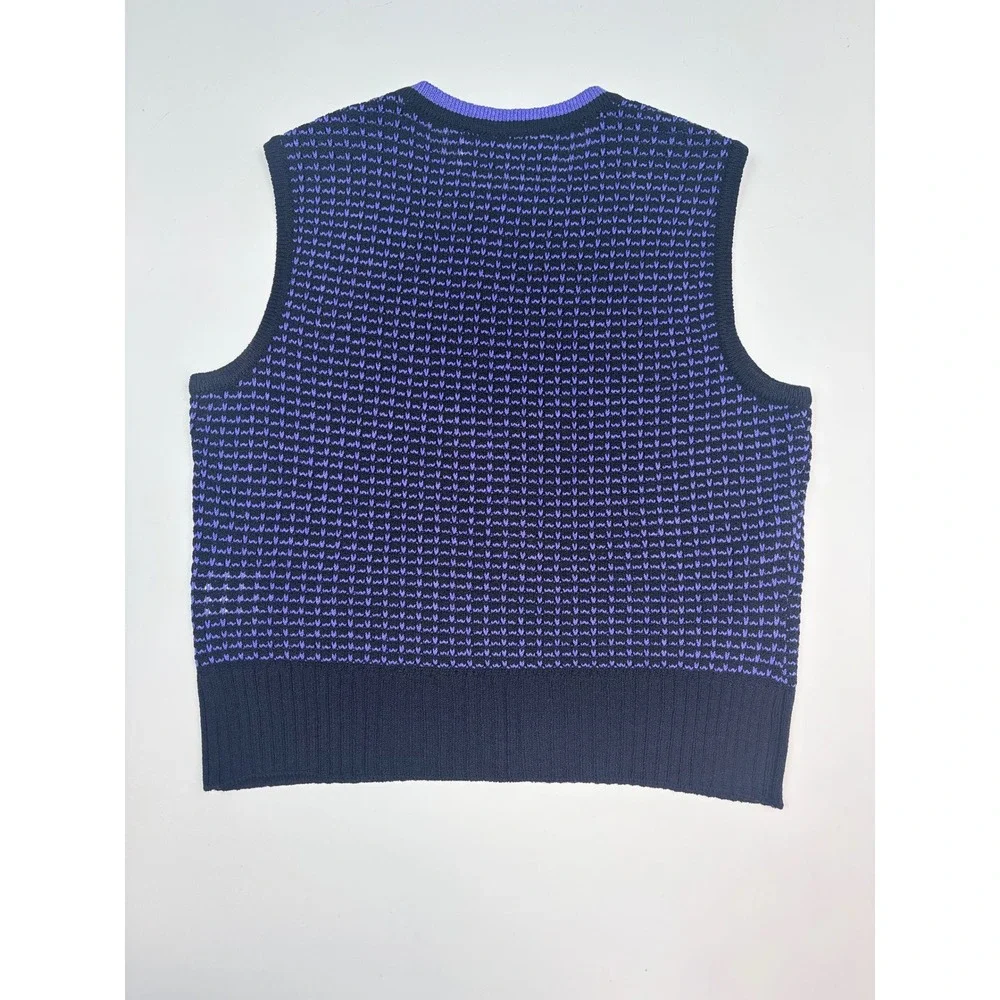 St. John Sport Marie Gray Vtg Purple Black Sweater Vest Sleeveless Top Petite P
